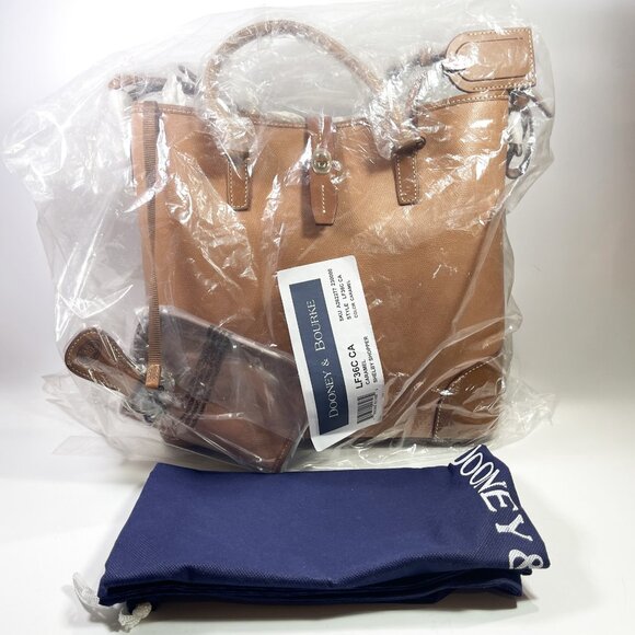 DOONEY & BOURKE Shelby Shopper Tan Shoulder Handbag Tote Leather LF36C - Picture 3 of 12
